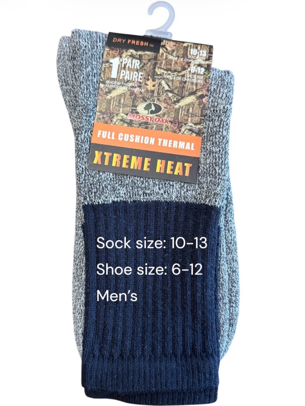 Mossy Oak Men's Full Cushion Thermal Socks - Black & Gray Blend